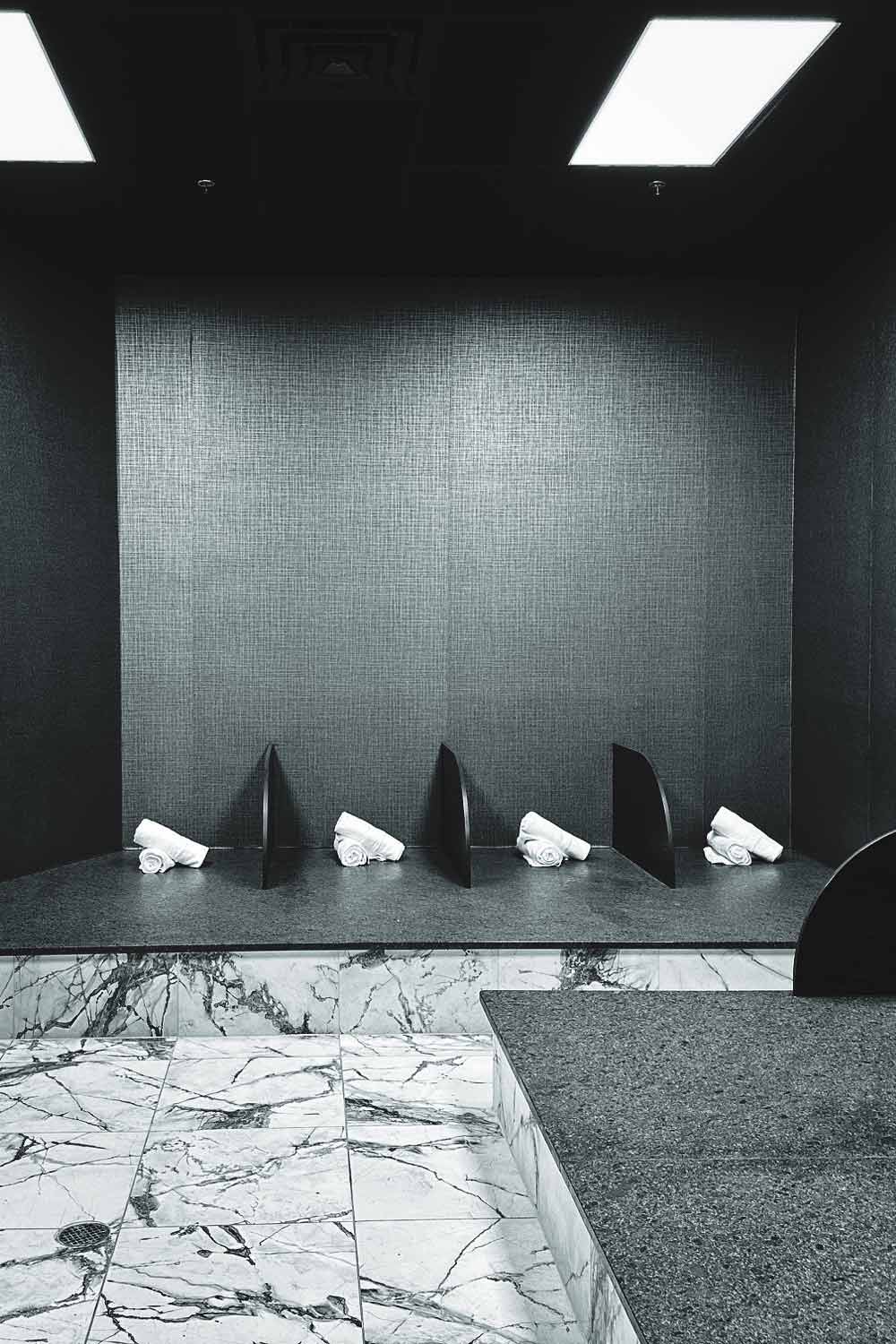 Ganbanyoku Japanese stone sauna with heated relaxation beds for restorative wellness.